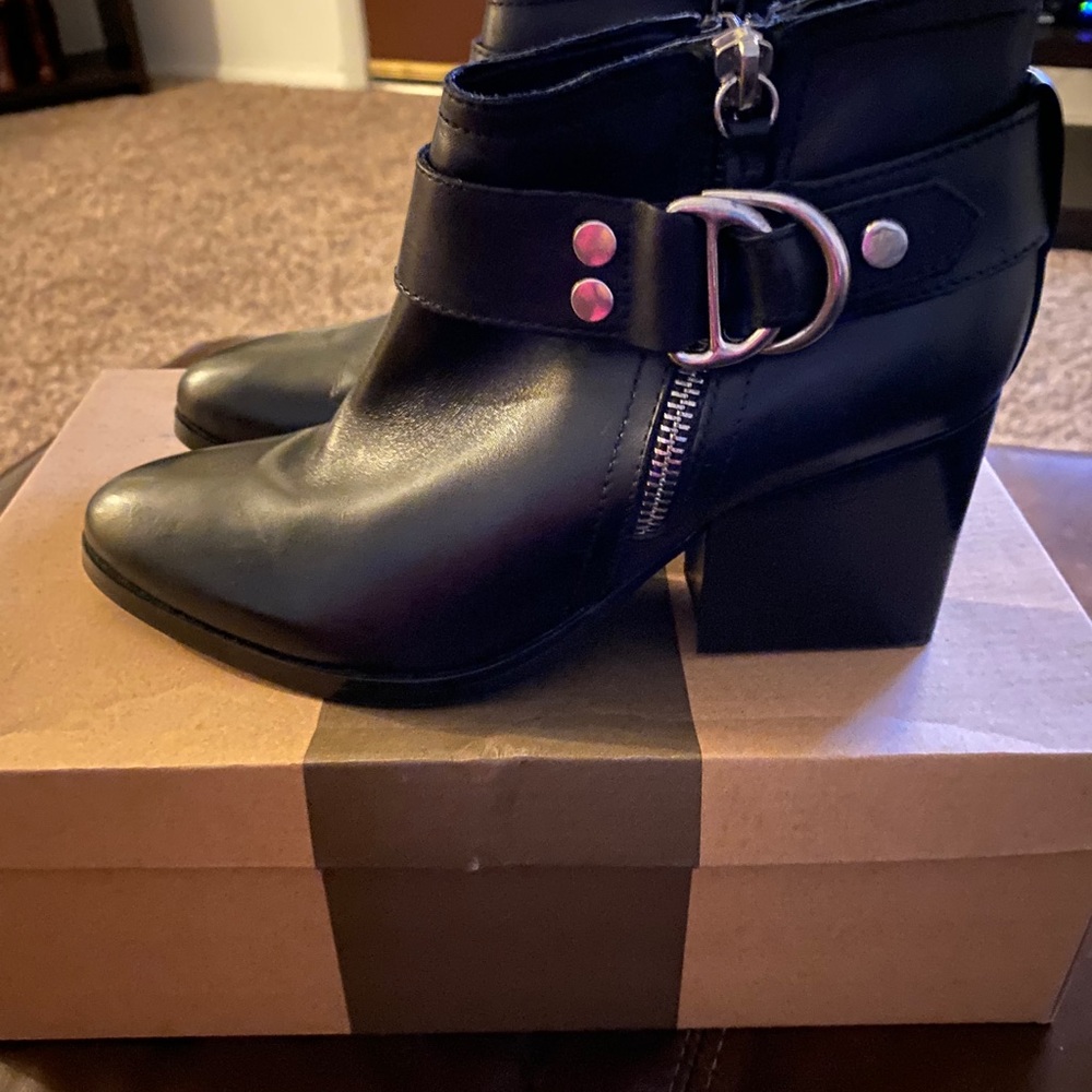 Black leather ankle boots